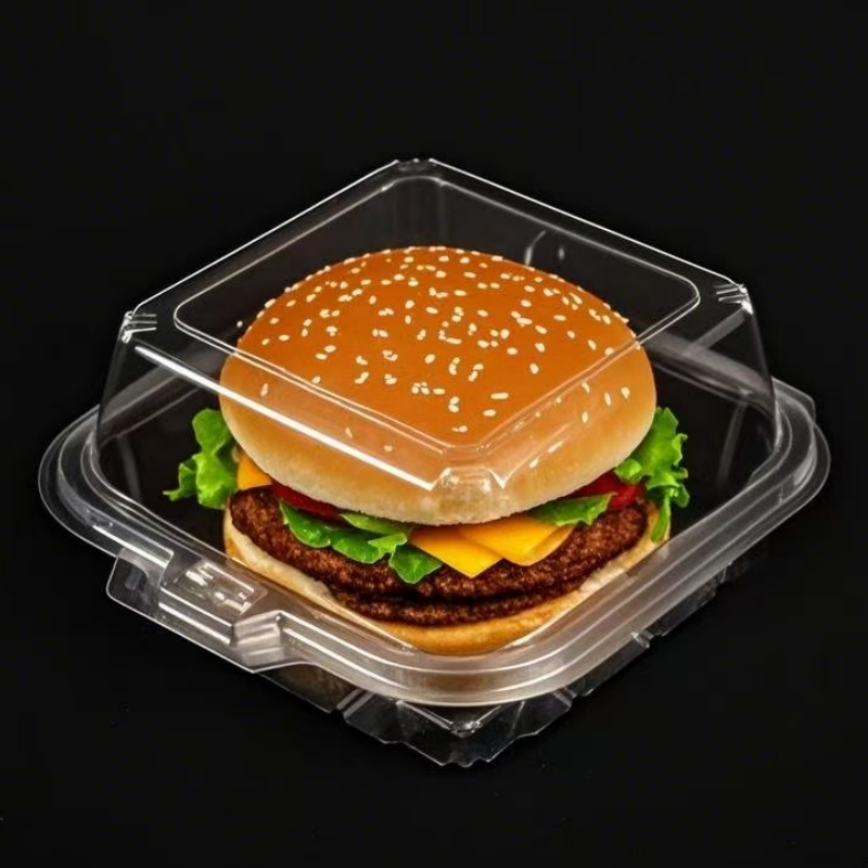 Clear Food Containers Lids Clamshell PET Take Out Tray Plastic Hinged ...