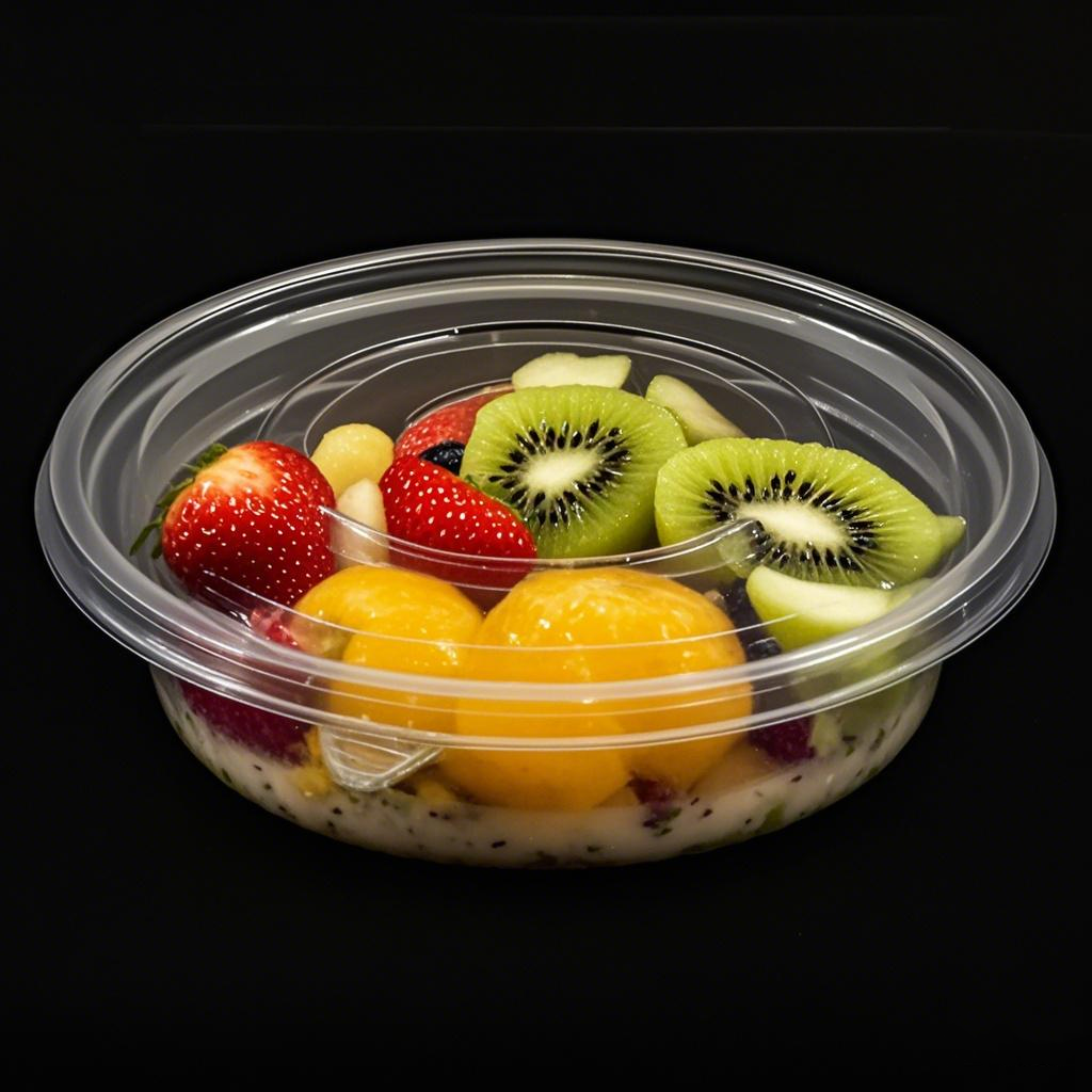 Round Clear Plastic Cut Fruit Punnet Berry Container Tray with Lid Pet ...